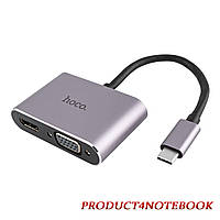 USB HUB Hoco HB30 Eco Type-C multi-function converter (HDTV+VGA+USB3.0+PD) Metal Gray