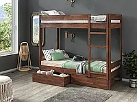 Двухъярусная кровать К'Лен Шипот 900 х 2000 для взрослых и детей Орех