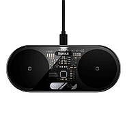 Швидка бездротова зарядка на 2 пристрої Baseus Digital LED Display 20W (чорний), фото 2