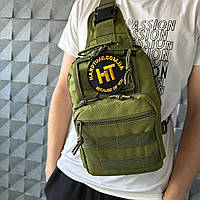 Тактическая сумка через плечо з системой молле олива