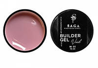 Гель для наращивания Saga Builder Gel Veil 01 Cover Pink (камуфлирующий розовый), 15 мл