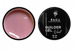 Гель для нарощування Saga Builder Gel Veil 01 Cover Pink (камуфлювальний рожевий), 15 мл