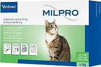 Таблетки от глистов для кошек от 2 до 8 кг Милпро Virbac 16 мг/40 мг 4 таблетки