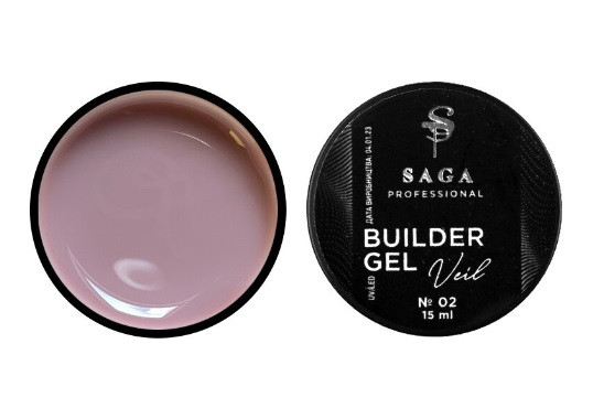 Гель для нарощування Saga Builder Gel Veil 03 Orchid shimmer, 15 мл, фото 1
