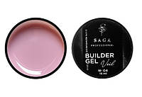 Гель для наращивания Saga Builder Gel Veil 04 Rose Pink (розовый), 15 мл