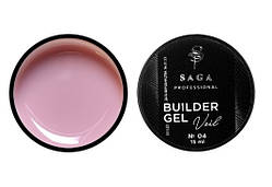 Гель для нарощування Saga Builder Gel Veil 04 Rose Pink (рожевий), 15 мл