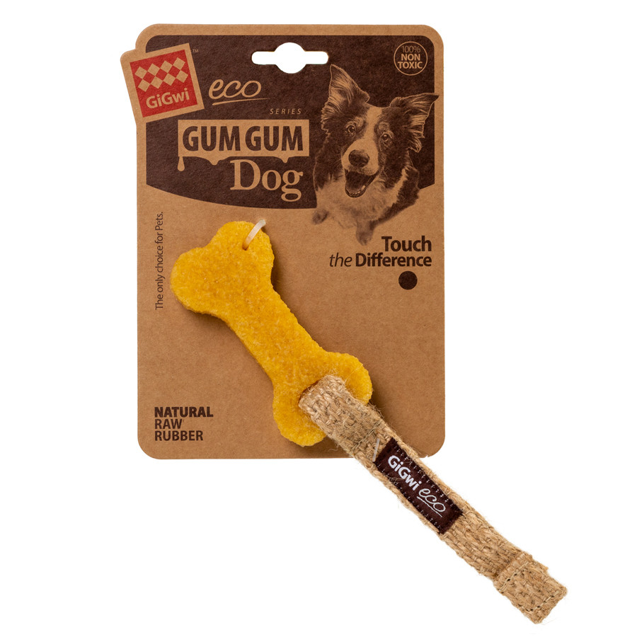 Игрушка для собак Маленькая кость GiGwi Gum gum каучук, пенька, 9 см - фото 2 - id-p2088574453