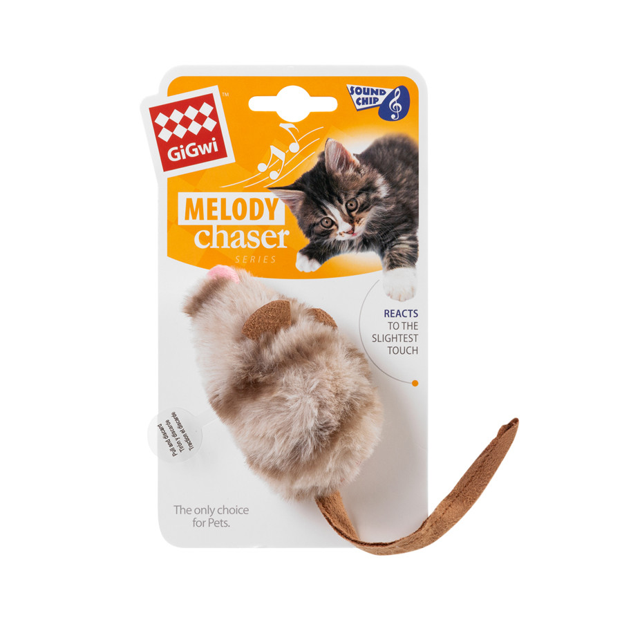 Игрушка для котов Мышка с электронным чипом, пластик GiGwi Melody chaser, искусственный мех, 9 см - фото 2 - id-p2088574505