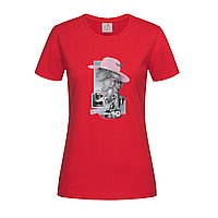 Красная женская футболка С принтом Lady Gaga (14-1-9-1-червоний)