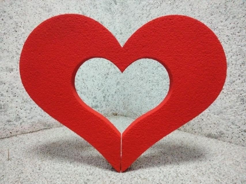 Серце з пінопласту 30см та 38см товщ 2,6 см з фарбуванням, фото 1
