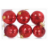 Елочная игрушка Jumi шарики 6 шт (6 см) красные (5900410629349) - Топ Продаж!