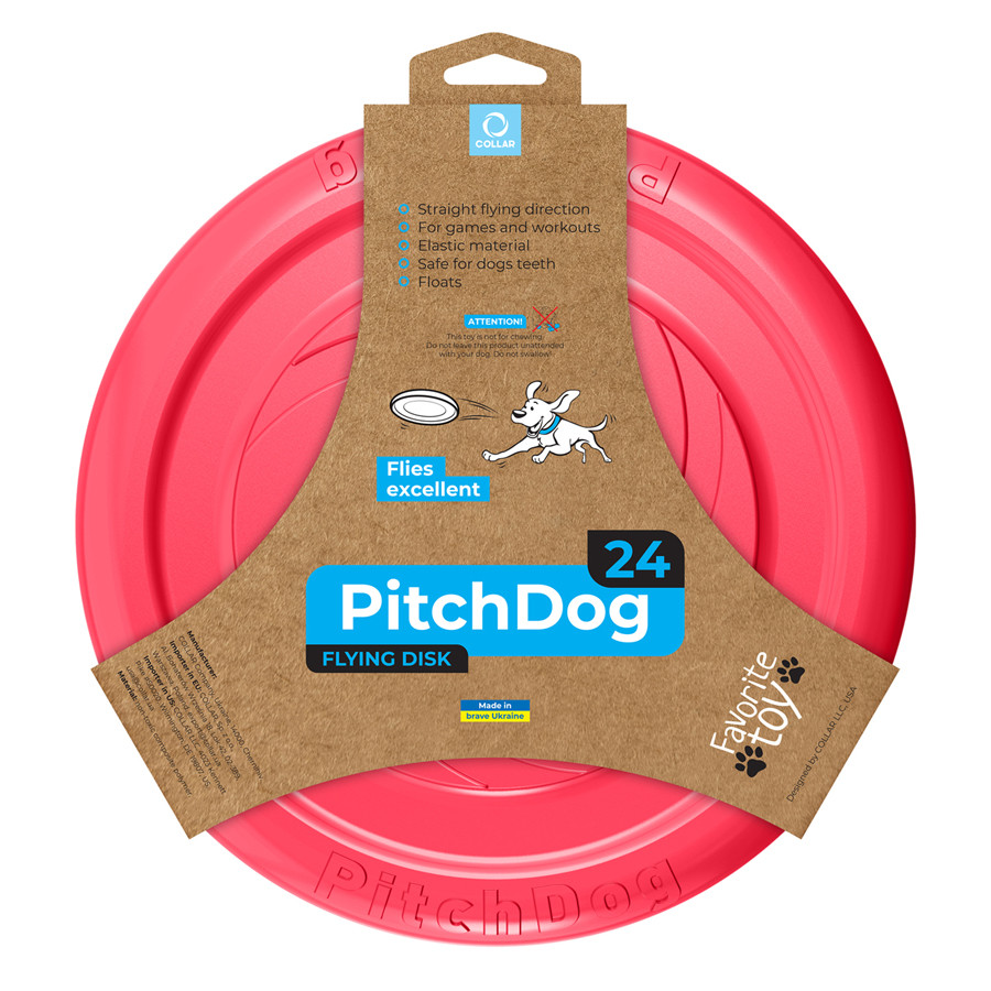 Игровая тарелка для апортировки PitchDog, диаметр 24 см розовый - фото 1 - id-p2088580593