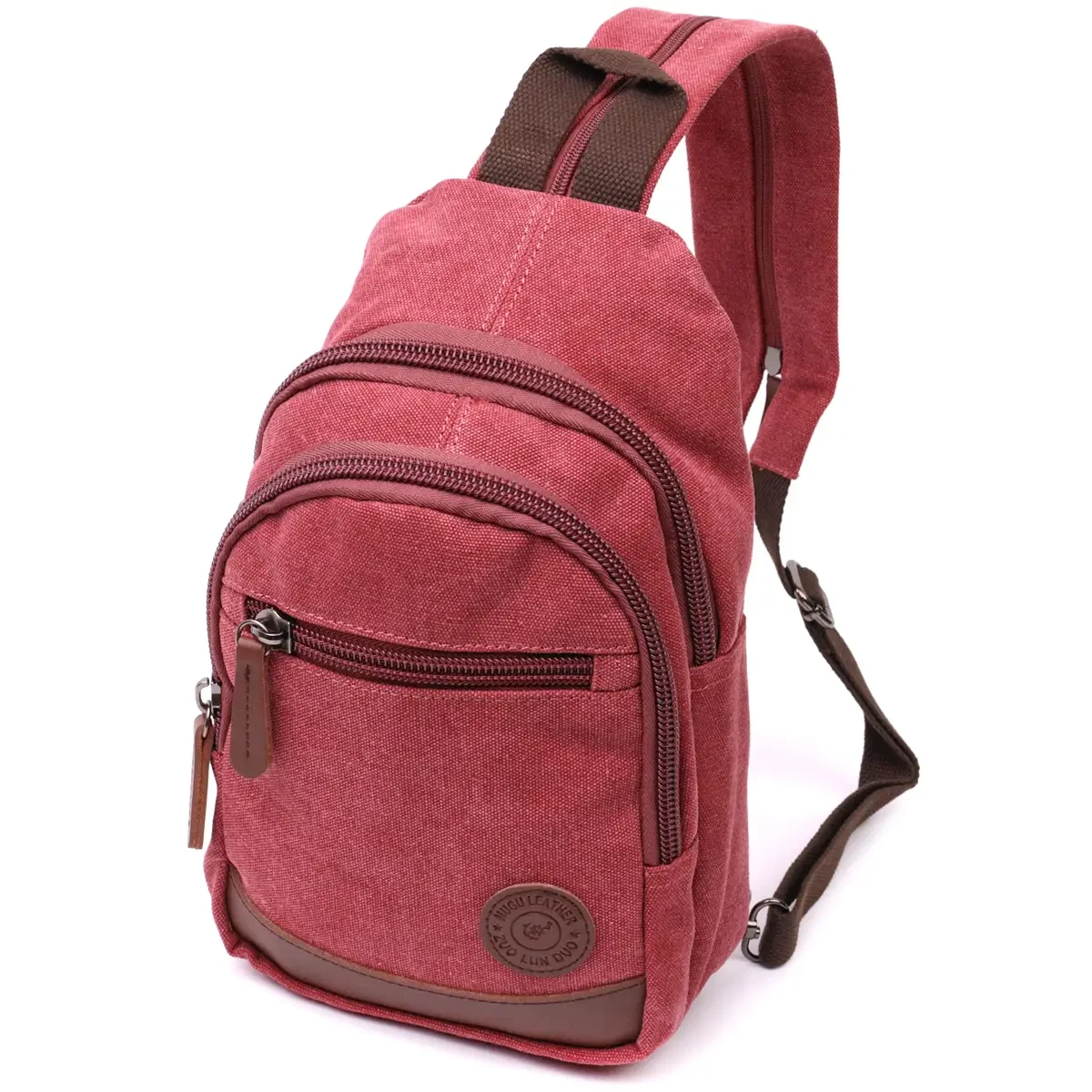 Орегінальна чоловіча сумка через плече із ущільненою спинкою із щільного текстилю Бордовий; колір Vintage 22175 Caiman pro