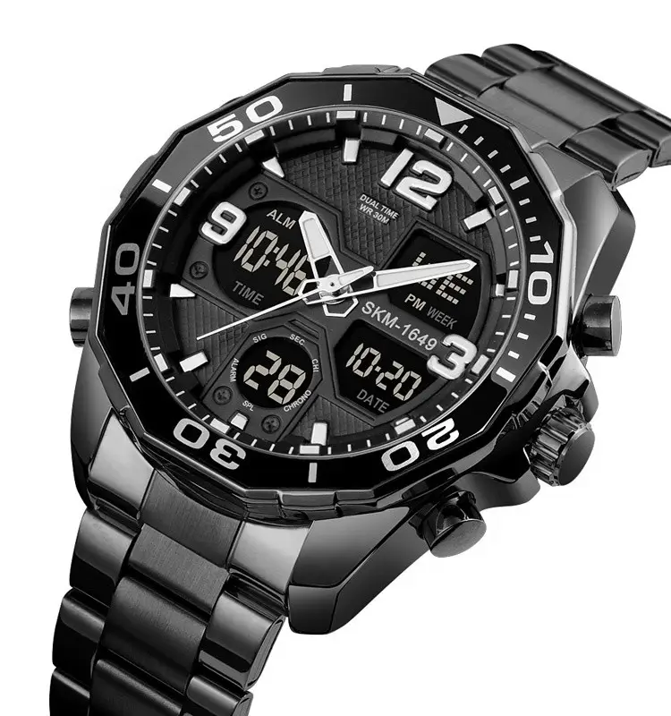 Чоловічий наручний кварцовий годинник Skmei 1649 (Чорний), фото 1
