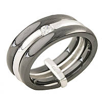 Серебряное кольцо ortex с керамикой, вес изделия 7,29 гр (1214893) 17.5 размер