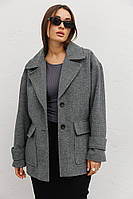 Женское короткое пальто oversize темно-серое