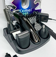 Набор для стрижки волос, Kemei, KM-600, 11 в 1 машинка, триммер, стайлер VP