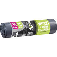 Пакеты для мусора Anna Zaradna с завязками черные LDPE 35 л 15 шт. (4820102052846) - Топ Продаж!