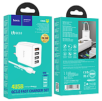 Сетевое зарядное устройство адаптер Hoco C102A USB 18W QC3.0 + 3*USB Lightning быстрая зарядка для телефона