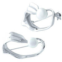 Срібна брошка ortex з натуральними перлами (1908150)