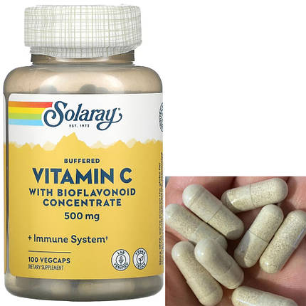 Вітамін С з Біофлавоноїдами Solaray Vitamin C 500 mg with bioflavanoid 100 veg caps, фото 1