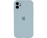 Чехол Silicone Case Square Full+Camera iPhone 11 голубой (Mist blue)