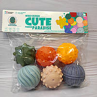 Набор тактильных игрушек для новорожденных, сенсорные шарики пищалки для купания