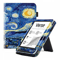 Чехол PocketBook 629 Verse Mist Grey с ремешком для руки и подставкой Ван Гог "Звездная Ночь" (7706859)