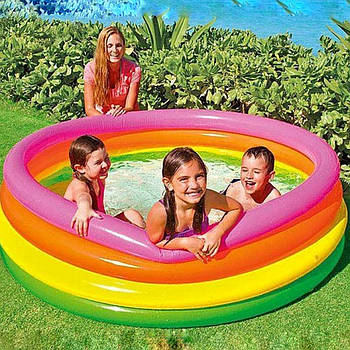 Дитячий надувний басейн Веселка (4 кільця, розміром 168-45см, об'єм: 780л) Intex 56441