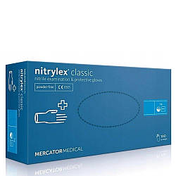 Рукавички нітрилові MERCATOR Nitrylex Classic неопудренні XS, (100 шт/пач), блакитні