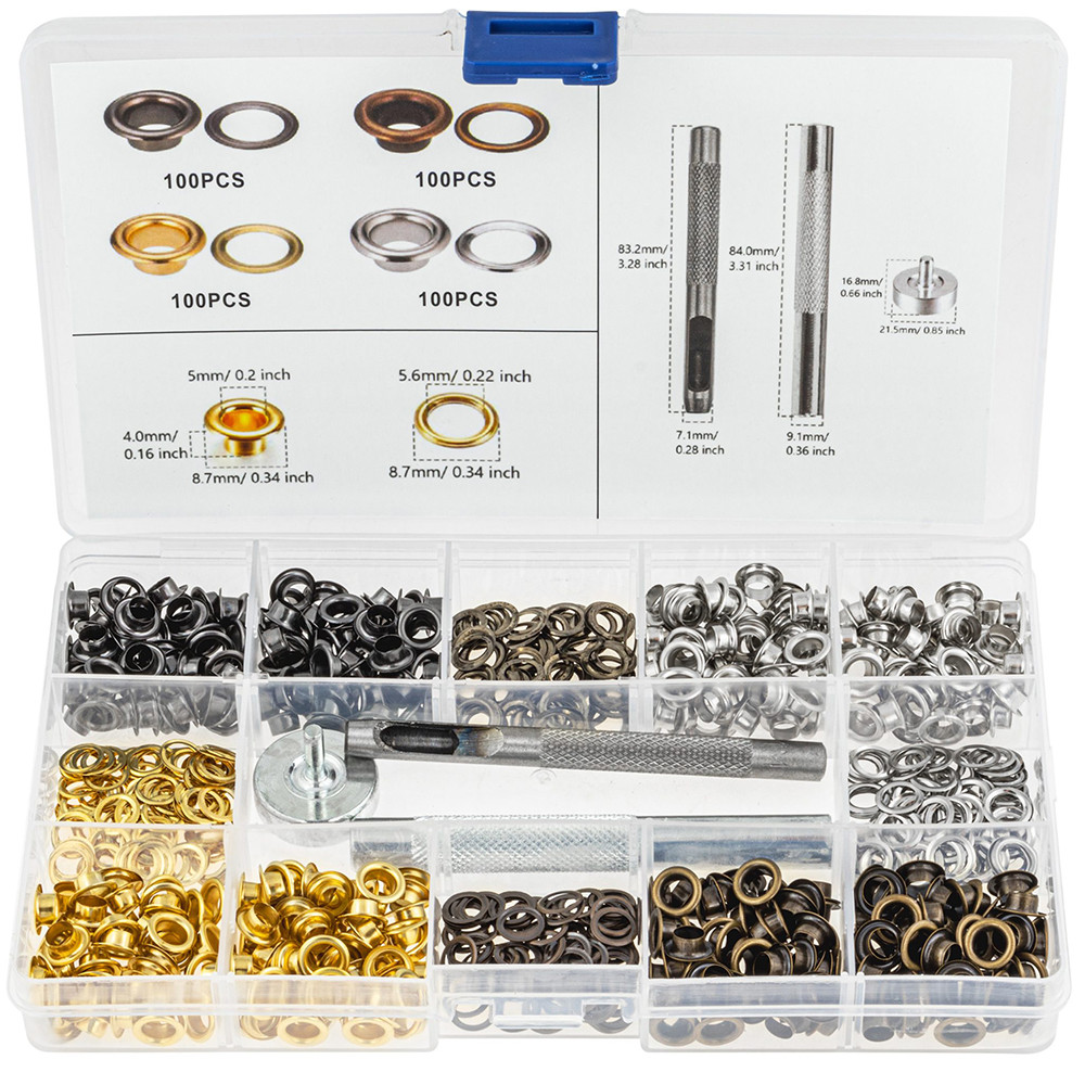 Набір люверсів із пробійником для брезенту 5 мм 403 од. Vorfal V09063, фото 1