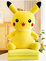 М'яка плюшева іграшка пікачу 60 см, з пледом 110x160 см, м'яка іграшка подушка, колір Жовтий
