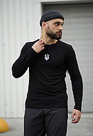 Чоловічий Лонгслів  з принтом Чорний (L), футболка з довгим рукавом для хлопців