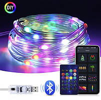 Світлодіодна гірлянда LED RGB 10 м USB 5V крапля роси Bluetooth + музична