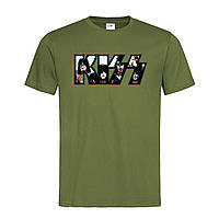 Армейская мужская/унисекс футболка Прикольная с надписью Kiss (14-2-1-1-армійський)
