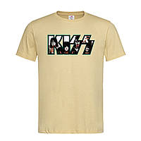 Песочная мужская/унисекс футболка Прикольная с надписью Kiss (14-2-1-1-пісочний)
