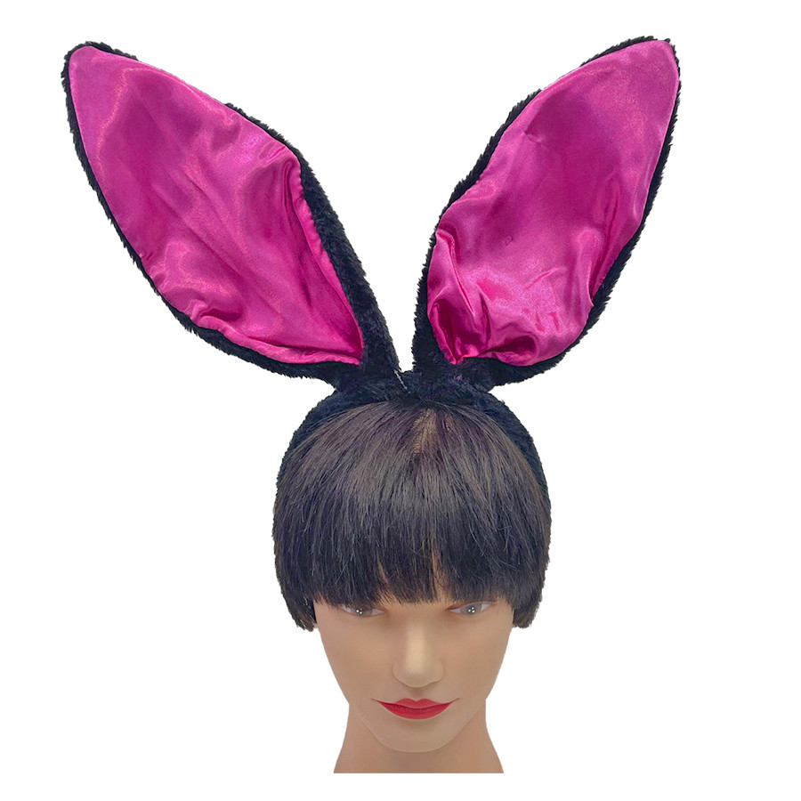 Вушки Кролик (чорно-малинові)