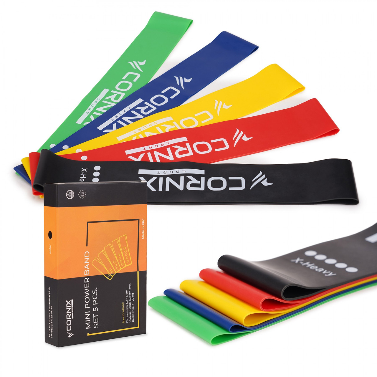 Гумки для фітнесу 1-20 кг Cornix Mini Power Band набір 5 шт еспандери фітнес-гумки W_1878, фото 1