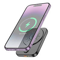 Павербанк с беспроводной зарядкой Qi 15W Hoco J117 Esteem Magnetic Wireless Fast Charge 2в1 5000mAh 20W черный