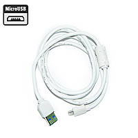 Шнур для зарядки micro USB 1.5 метра 2.1А, Белый, кабель для зарядки телефона | провід для зарядки (TL)