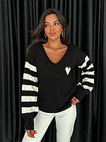 Жіночі кофти — 2779-маса — жіночий молодіжний модний оверсайз светр у смужку із серцем