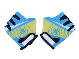 Мотоперчатки короткі ZS01 (жовто-блакитні, дитячі, size S) (код 10492)