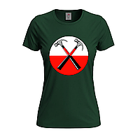 Темно-зеленая женская футболка Прикольная Пинк Флойд (14-2-2-4-темно-зелений)