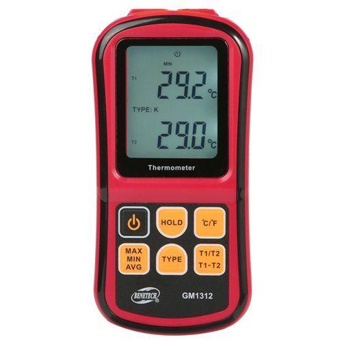 Термометр термопарний цифровий двоканальний 145,5x72x29 мм Benetech 1602044