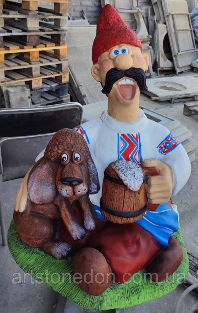 Фігура для саду Кум з собакою 74 см, фото 1