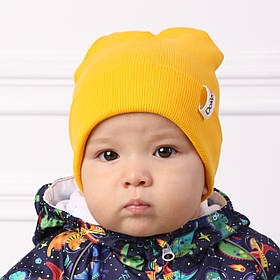 Шапка дитяча двошарова DoRechi демісезонна об'єм голови 44-48 см (6-12 місяців) Жовтий