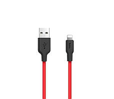 Кабель HOCO X21 USB to iP 2A, 1m, silicone, TPE connectors, Black+Red