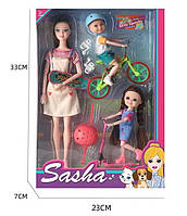Лялька 51833 (48/2) "Спортивна родина", 3 ляльки, шоломи, спортивний транспорт, знімний одяг та взуття, в коробці