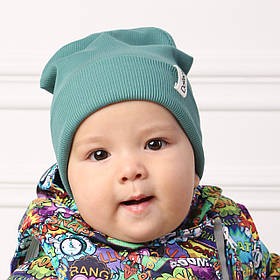 Шапка дитяча двошарова DoRechi демісезонна об'єм голови 44-48 см (6-12 місяців) Зелений