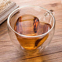 Скляна чашка з подвійним дном "Серце", 150мл